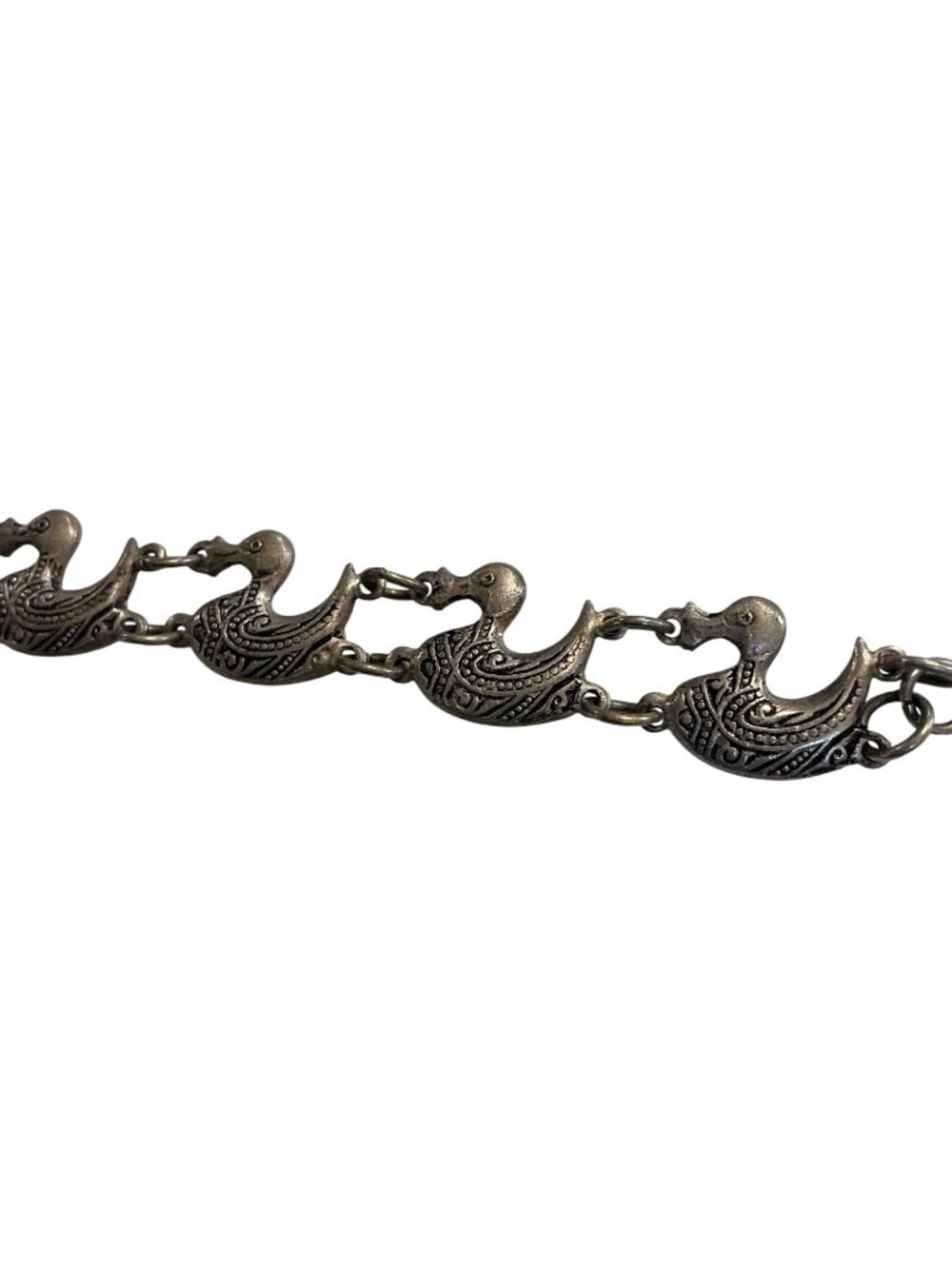 Vintage Sterling Silver Duck Link Bracelet 7-Inch 7.6g Made In Spain - Picture 9 of 9